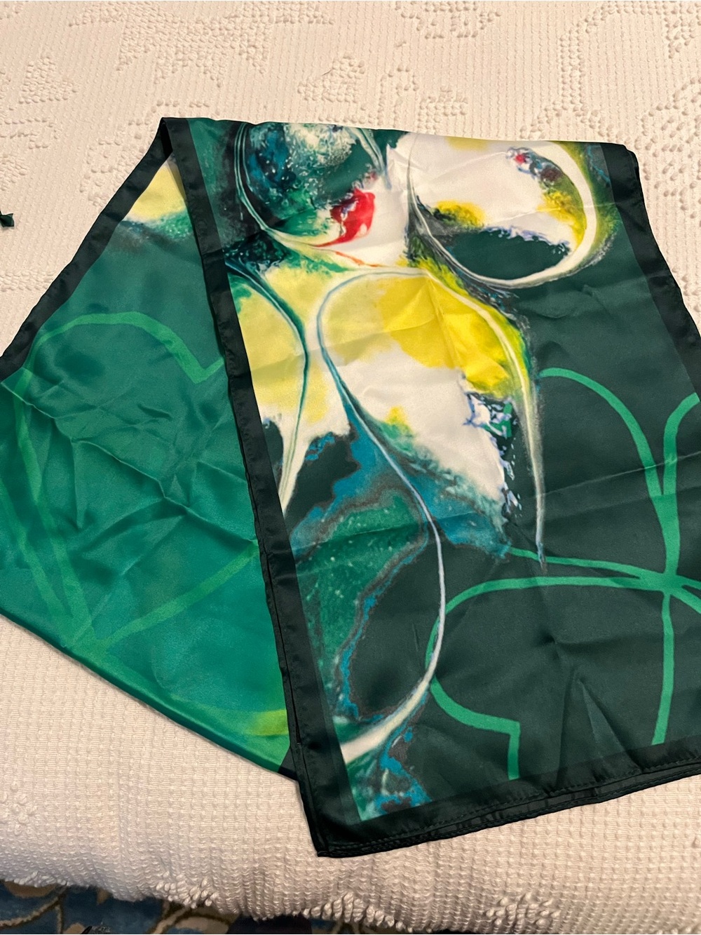 Meab Kerry Shamrock Satin Scarf, Satin, From Ireland, NIB, Green , Women’s, Gift
